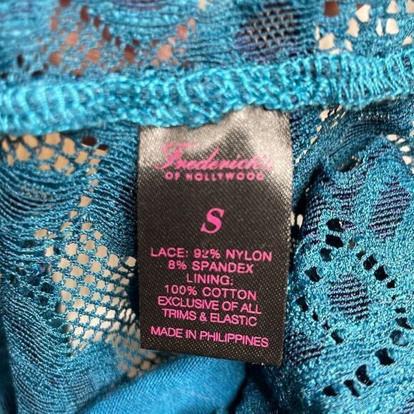 Fredericks Plunge Front Jessica Lace Teddy TEAL Small - Picture 6 of 8
